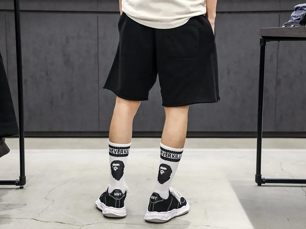 SAINT Mxxxxxx 'SAINT' SWEAT SHORTS/GRY/BLK embroidered SAINT LOGO basic shorts, distressed gray/washed black S-XL, four needles and six threads throughout, produced by a major domestic factory, imported Tajima machine embroidery, washed and distressed, original version